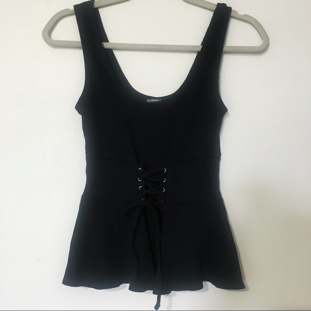 Express flared peplum and front lace top